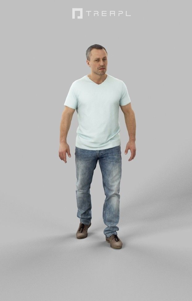 3d crowds and Fortitude A midground walking casual Man 3D Model Collection_12
