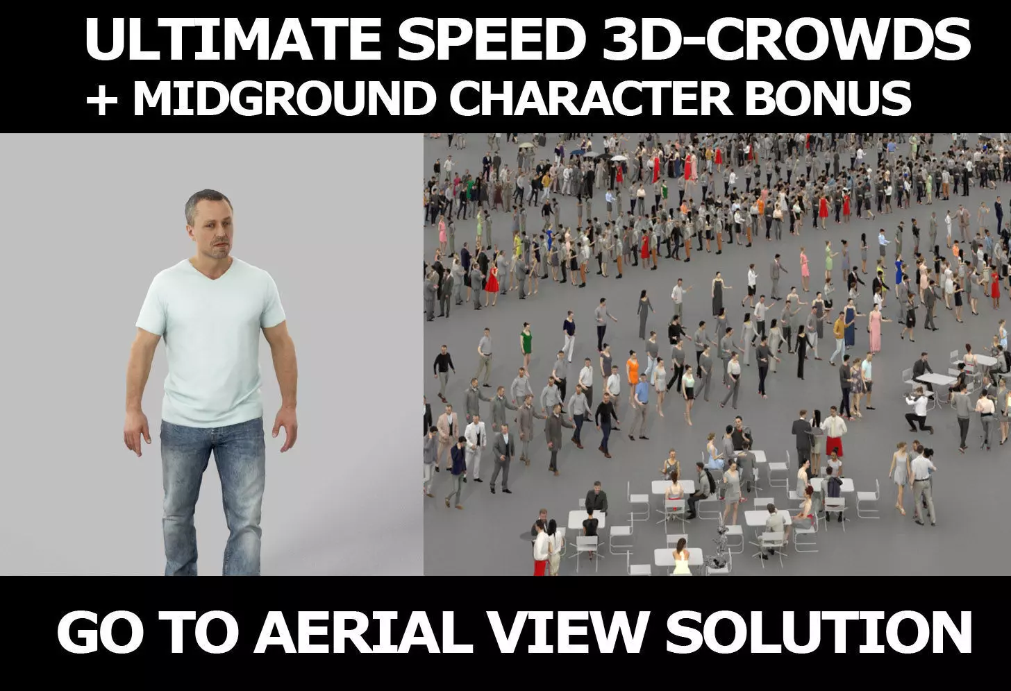 3d crowds and Fortitude A midground walking casual Man 3D Model Collection_0