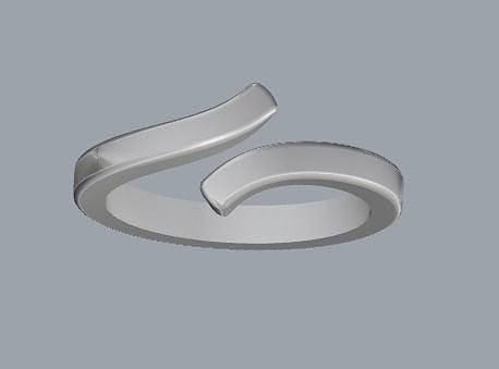 Plain Sterling Silver Bypass Ring Jewelry 3D print model