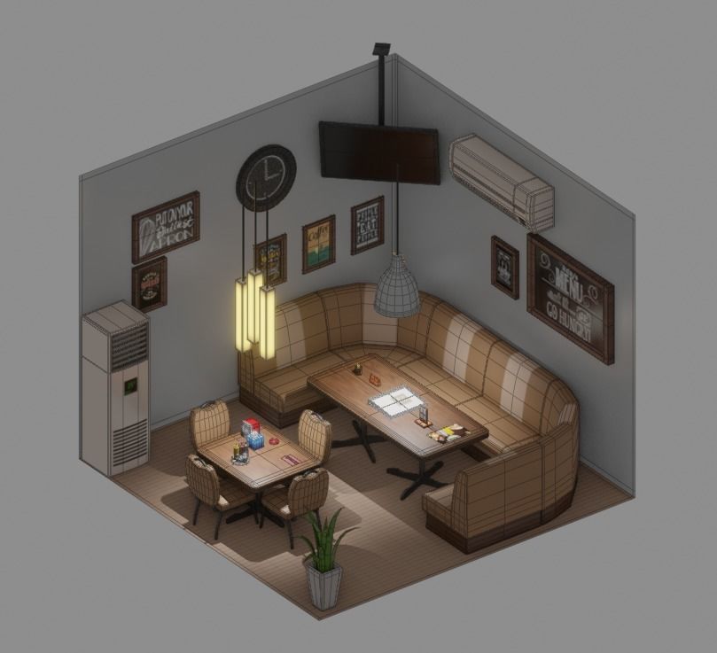 Diner Theme pack Low-poly 3D model_1