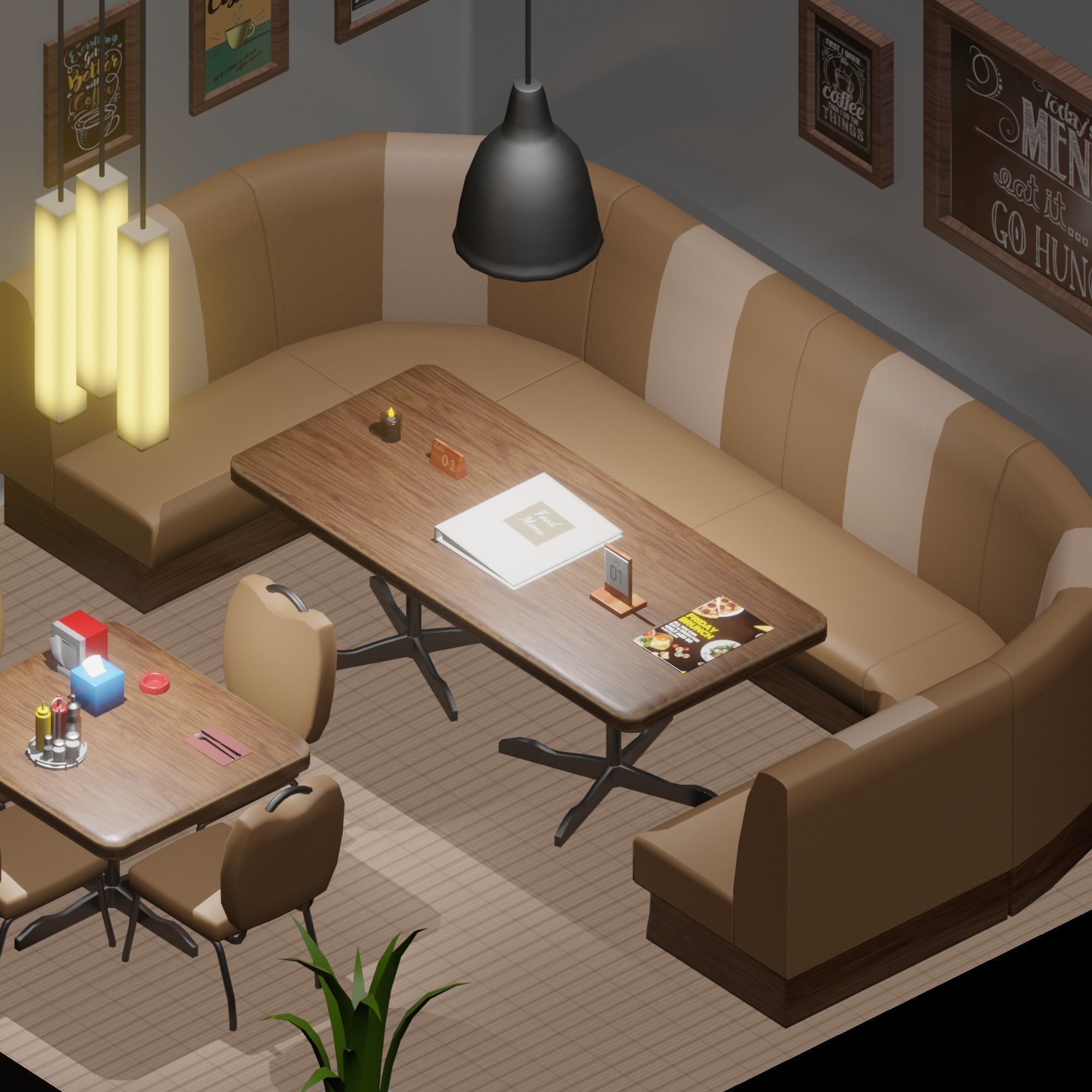 Diner Theme pack Low-poly 3D model_3