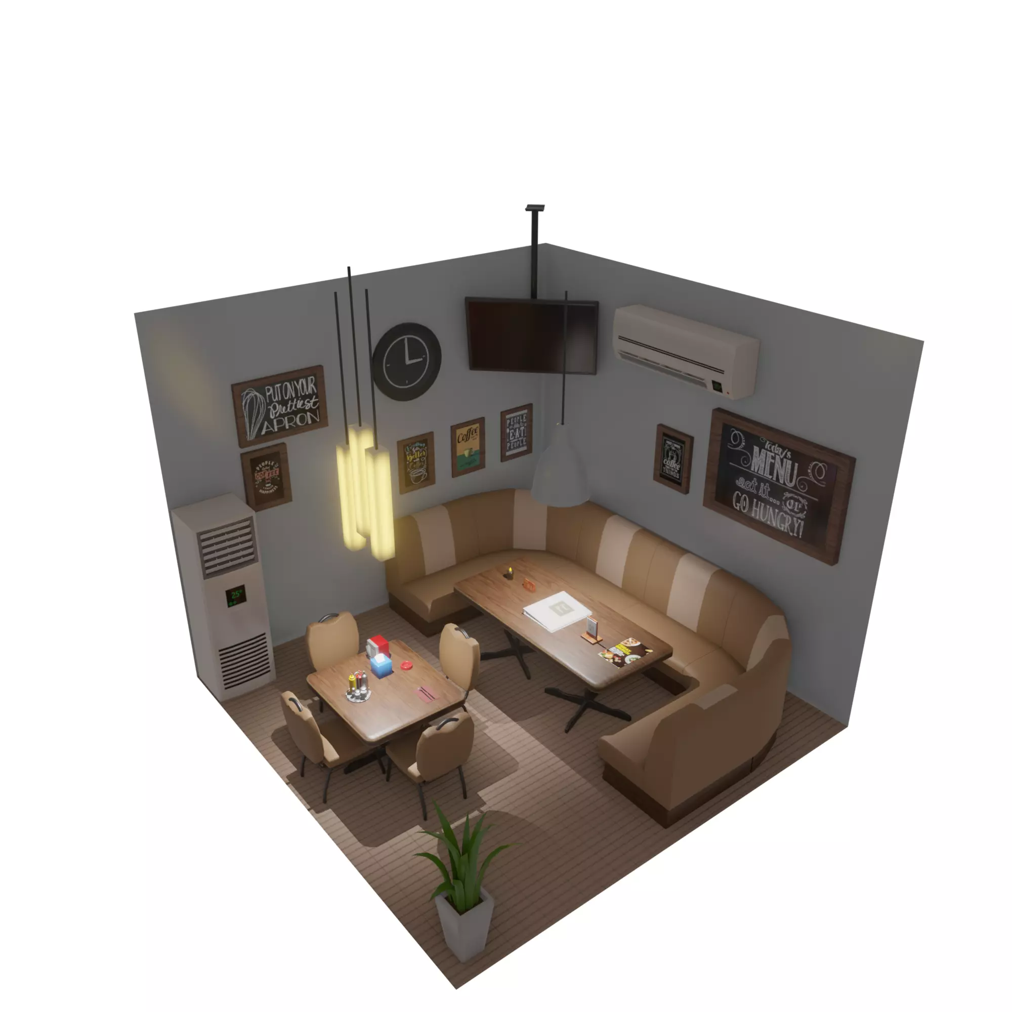 Diner Theme pack Low-poly 3D model_0