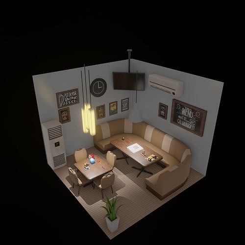 Diner Theme pack Low-poly 3D model