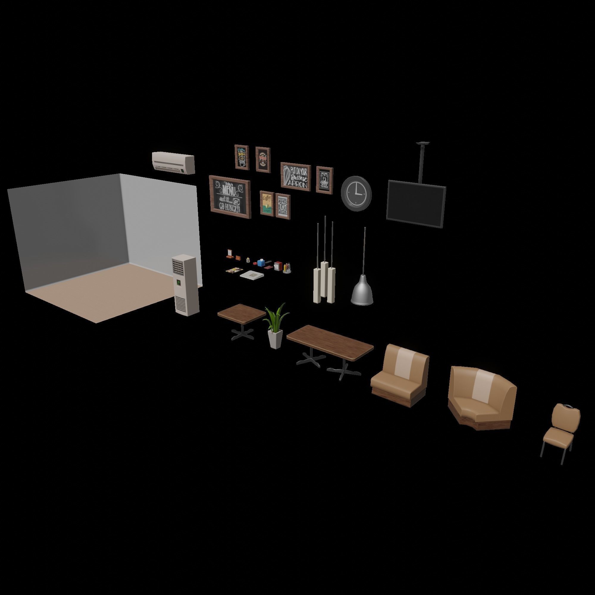 Diner Theme pack Low-poly 3D model_4
