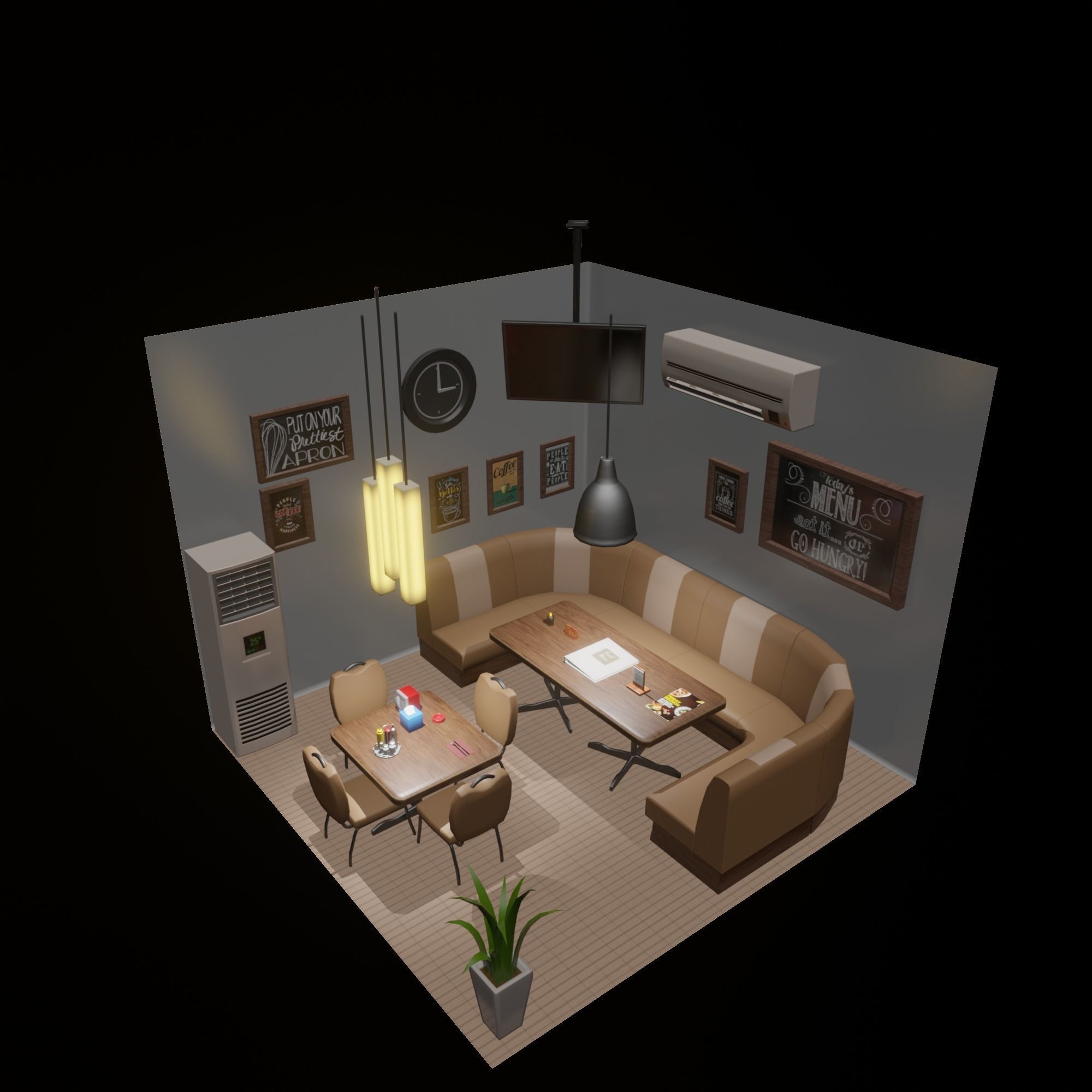 Diner Theme pack Low-poly 3D model_2