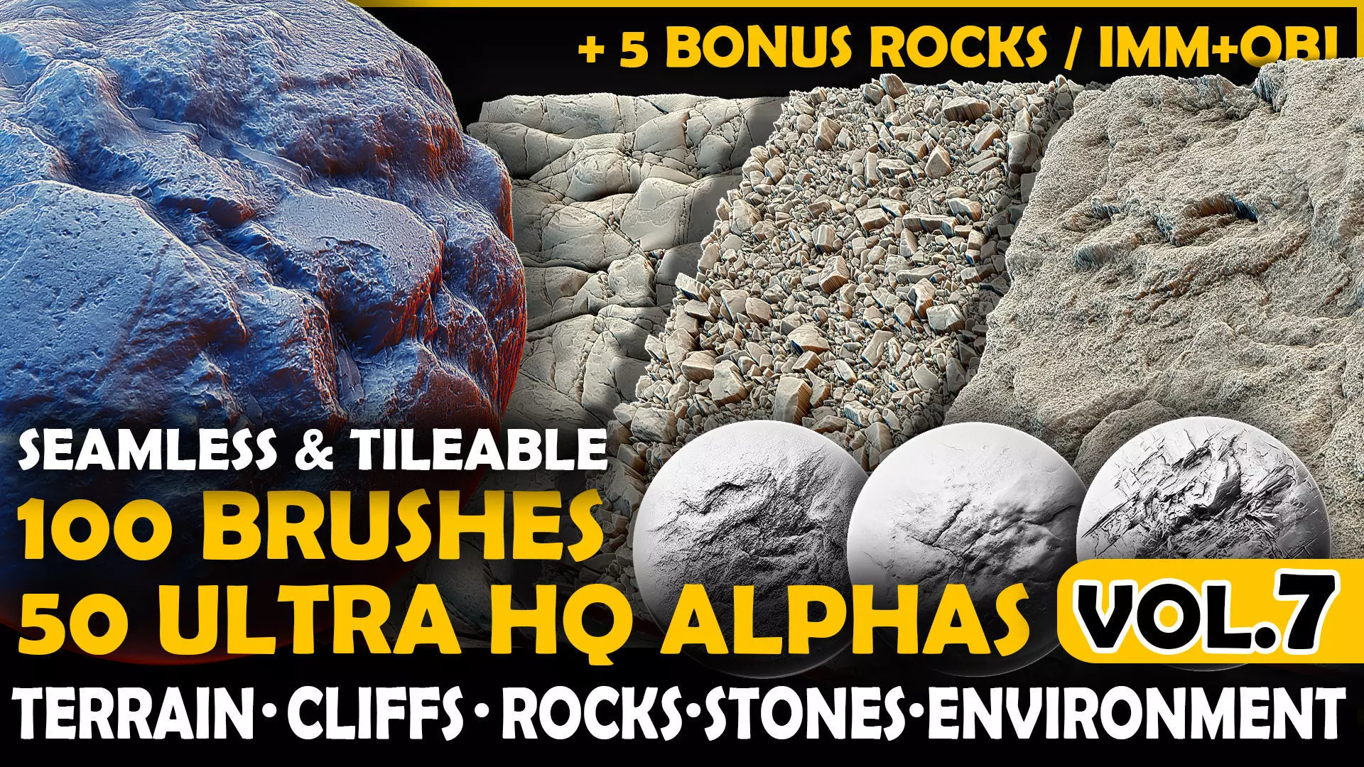 Ultra HQ Terrain Seamless Sculpt Zbrush brushes and Alphas Vol7 3D model_0