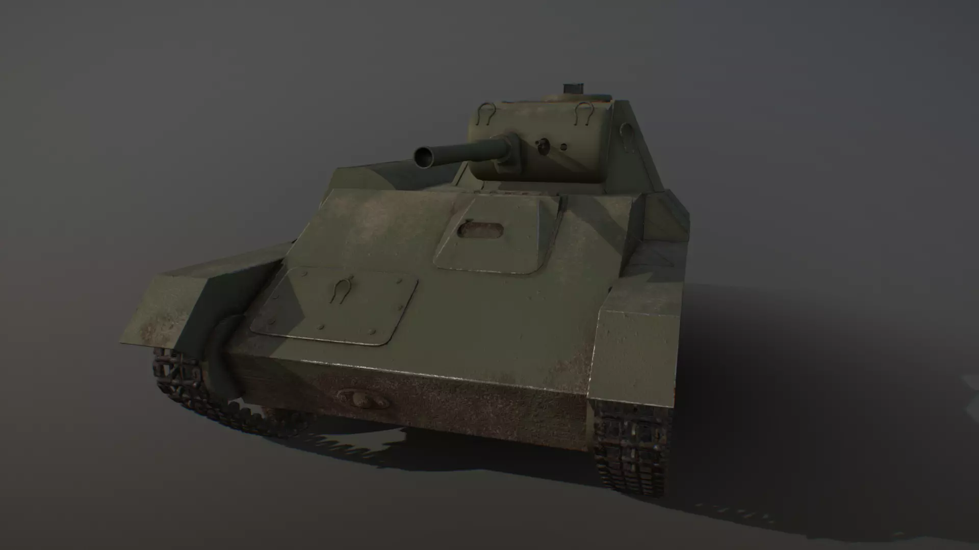 Soviet light tank T-70 low poly Low-poly 3D model_0