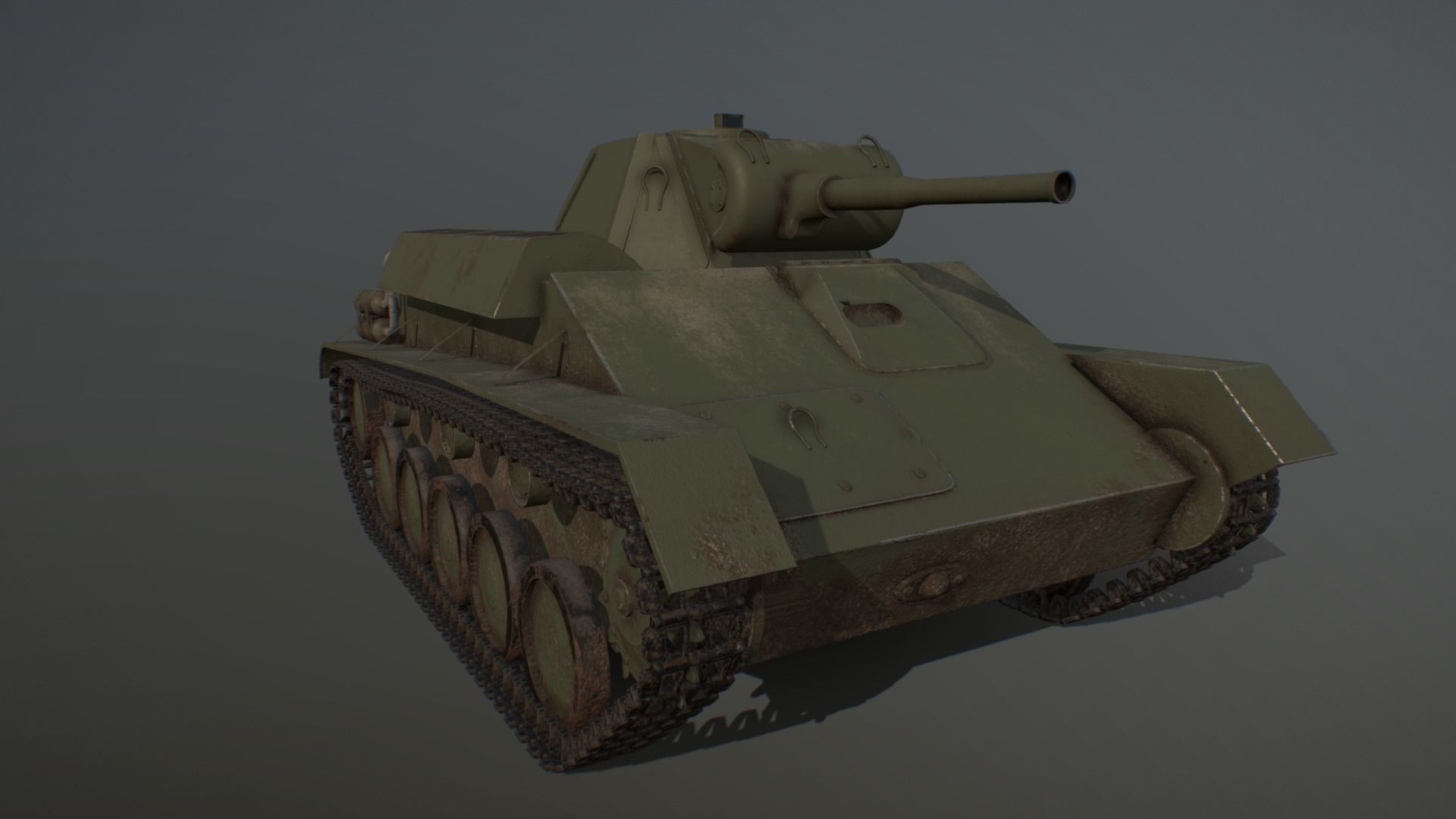 Soviet light tank T-70 low poly Low-poly 3D model_5