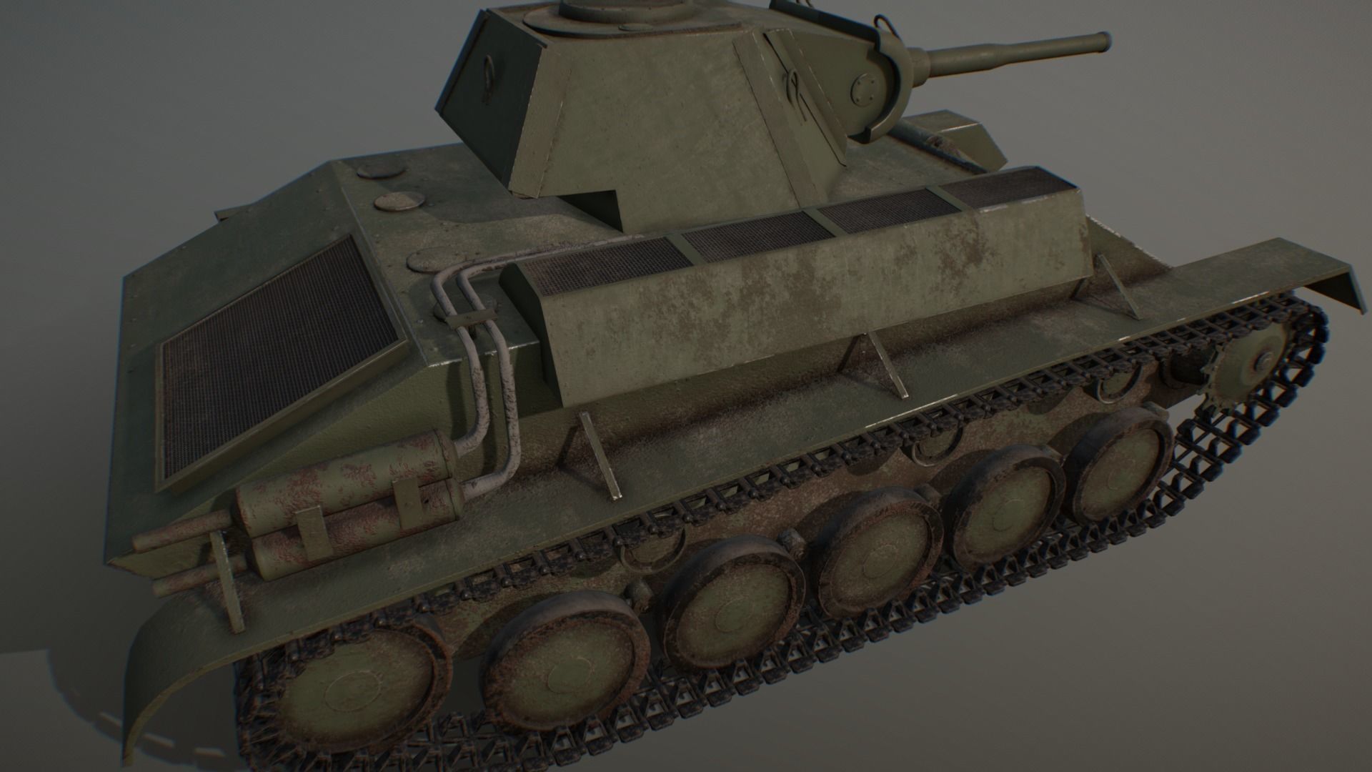 Soviet light tank T-70 low poly Low-poly 3D model_7