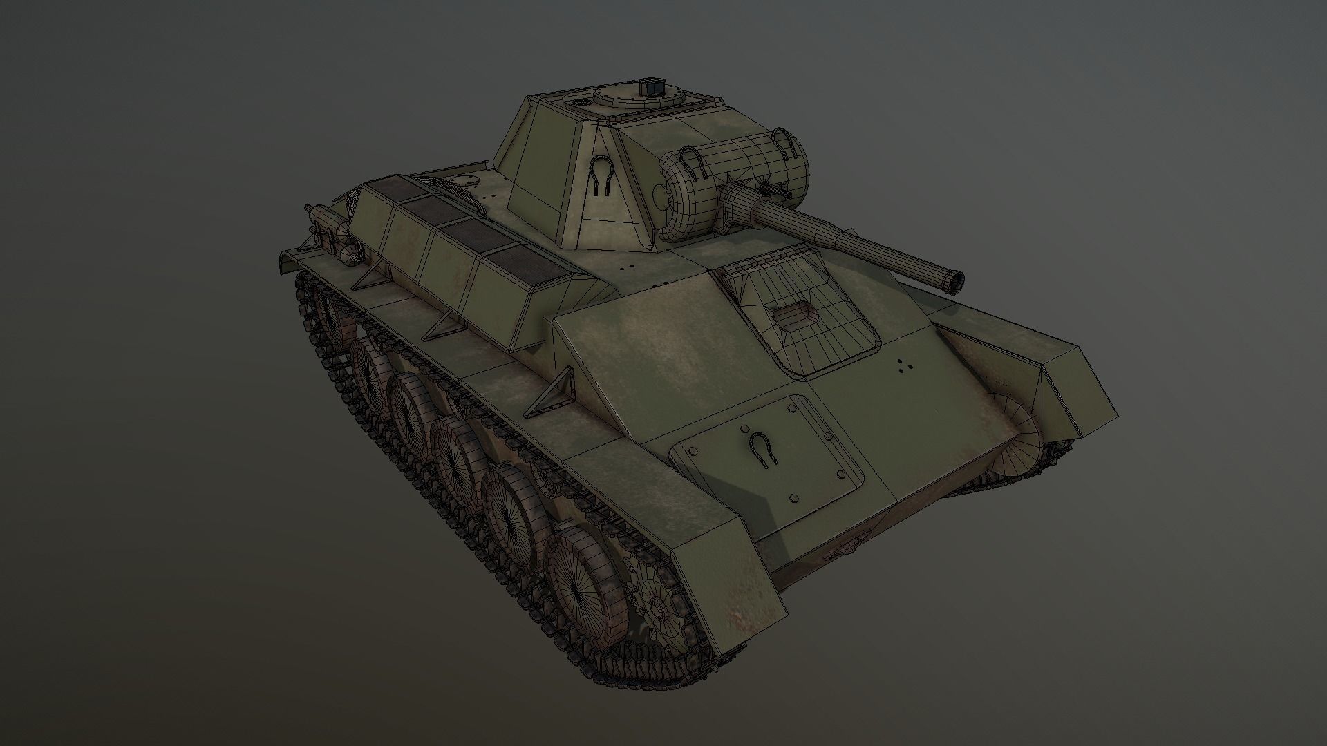 Soviet light tank T-70 low poly Low-poly 3D model_8