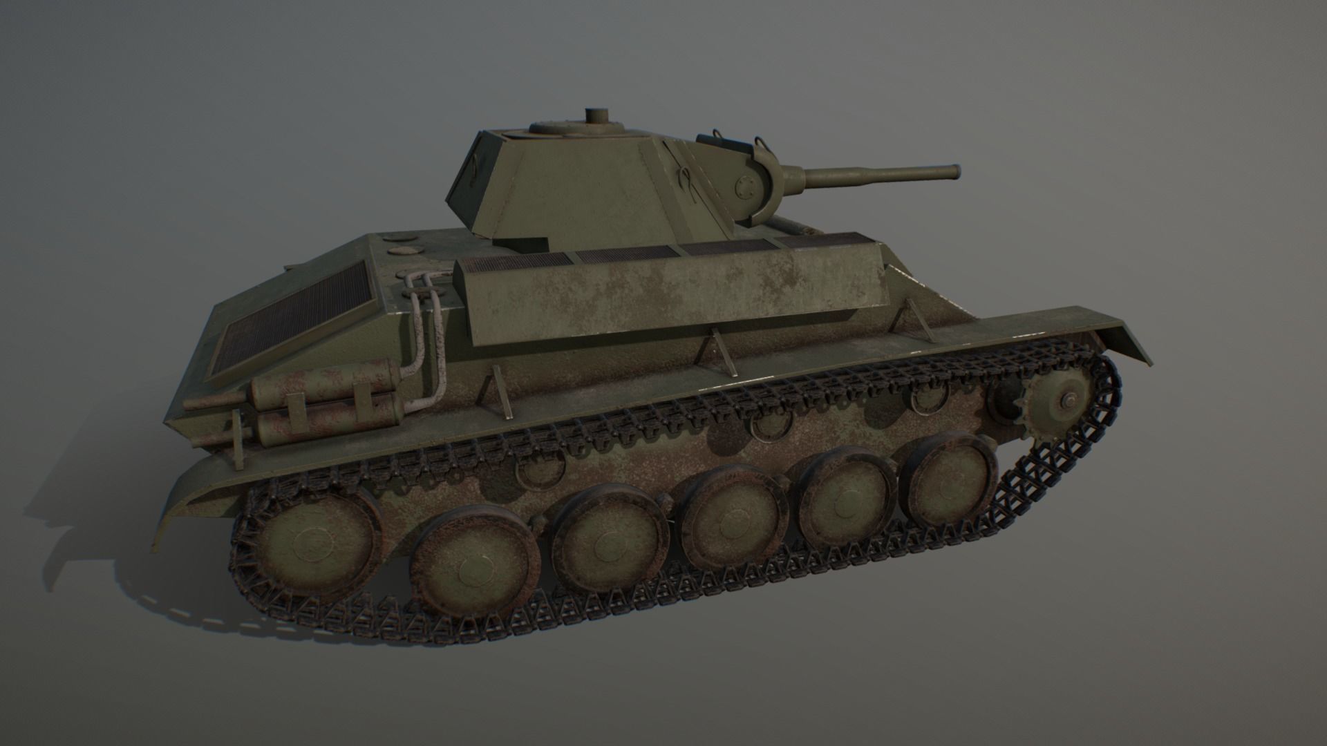 Soviet light tank T-70 low poly Low-poly 3D model_2