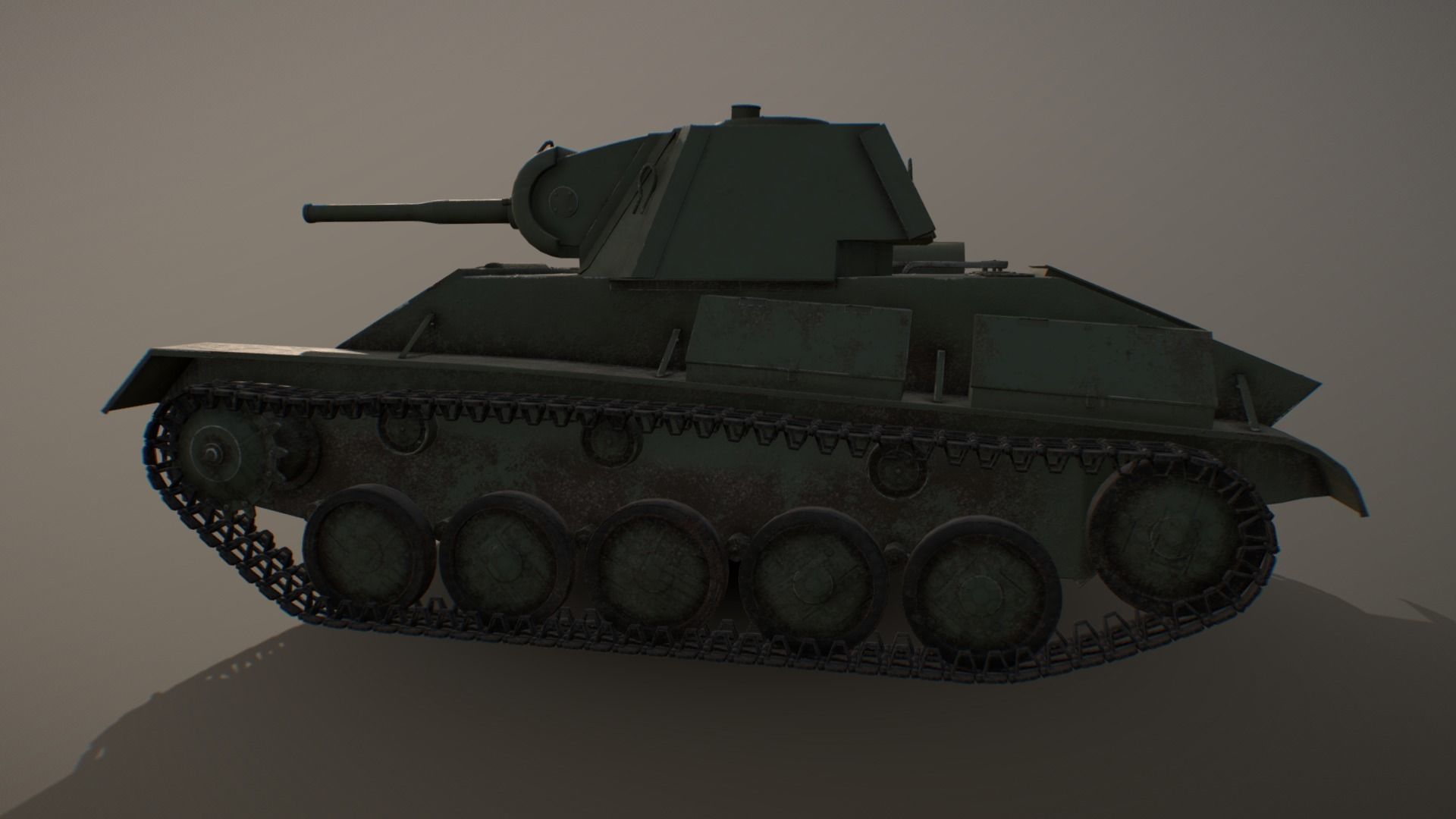 Soviet light tank T-70 low poly Low-poly 3D model_1