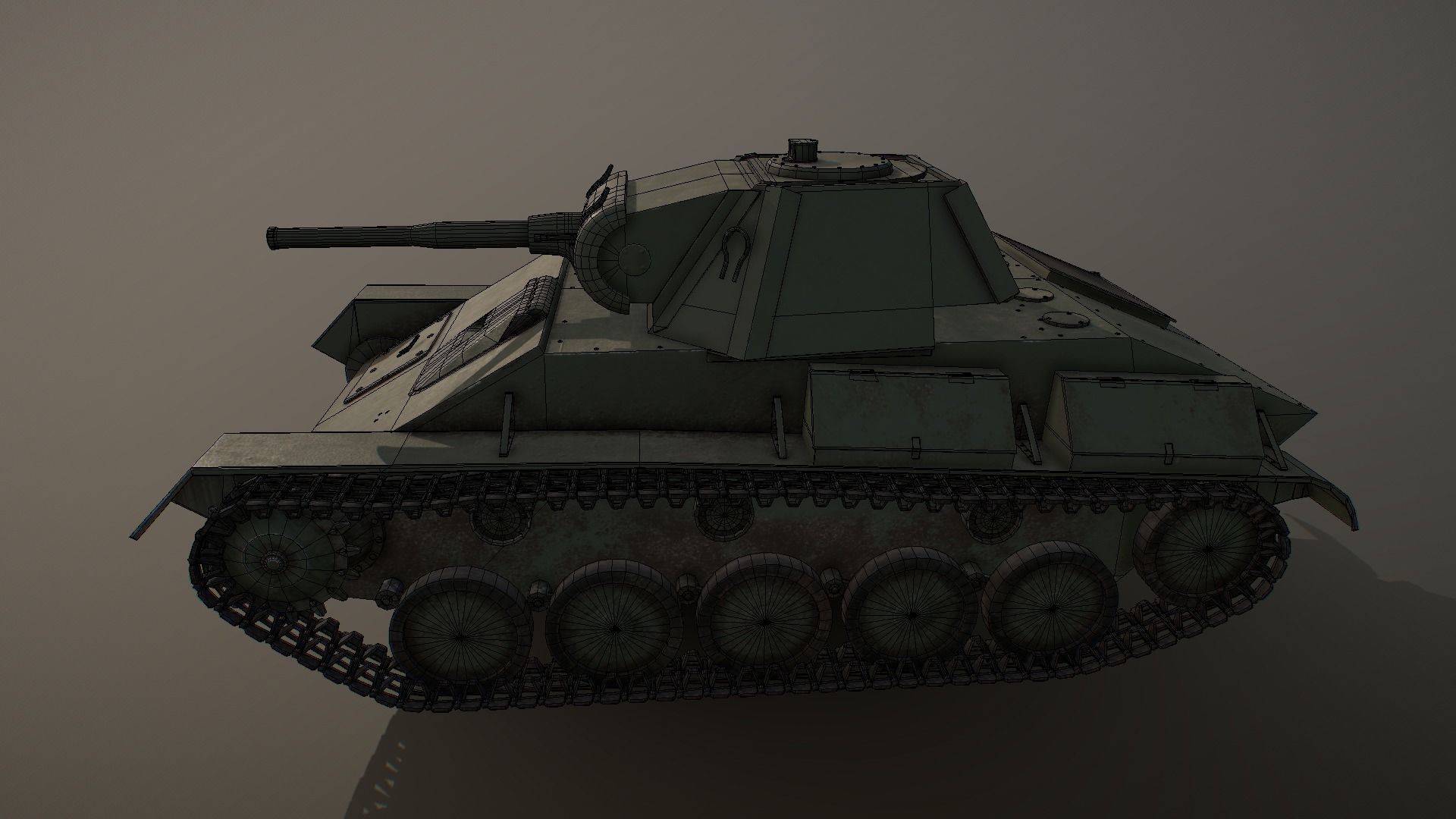 Soviet light tank T-70 low poly Low-poly 3D model_9