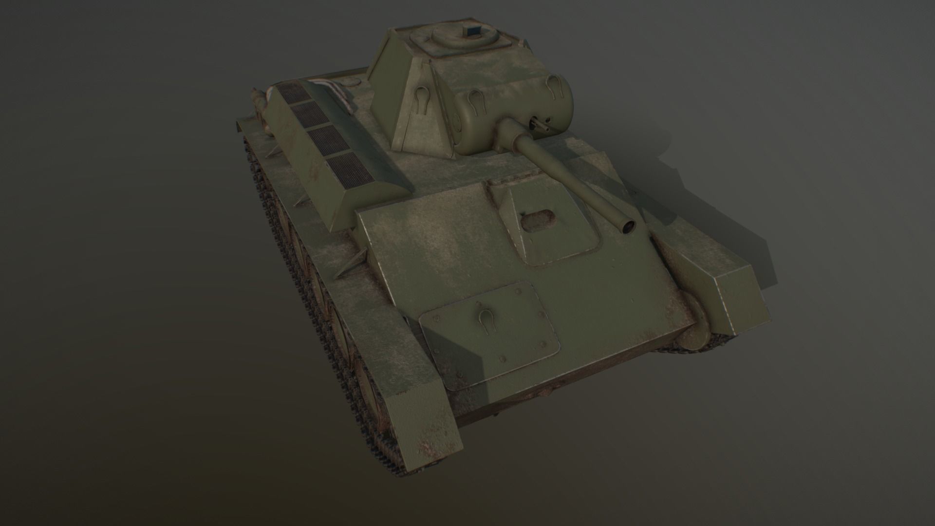 Soviet light tank T-70 low poly Low-poly 3D model_6