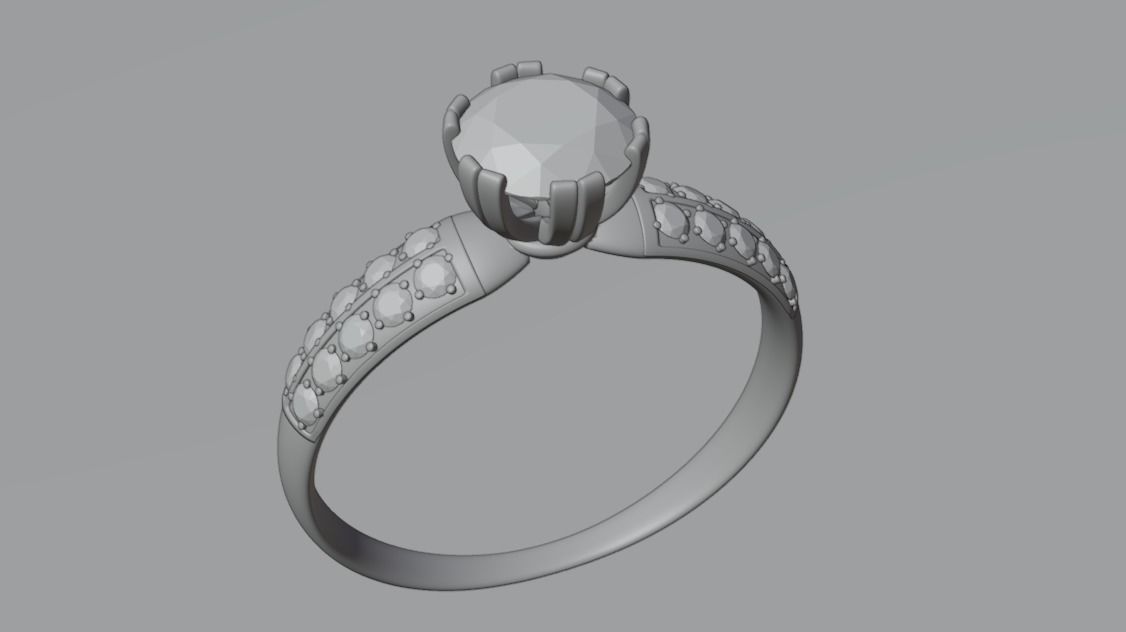6 Prongs Chaton Ring 3D print model_2