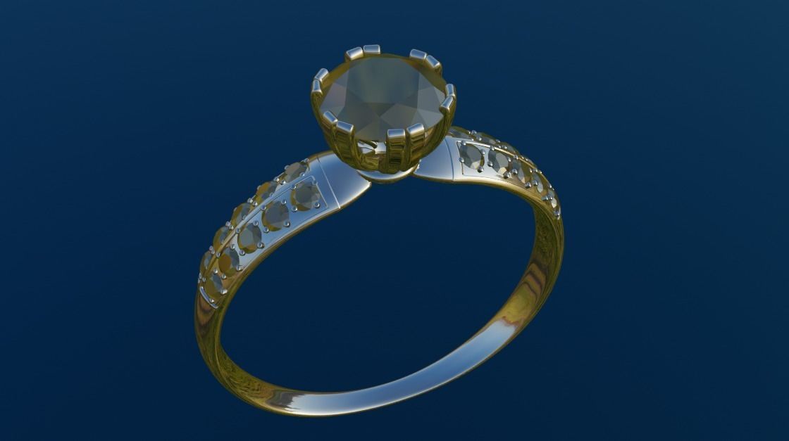 6 Prongs Chaton Ring 3D print model_1