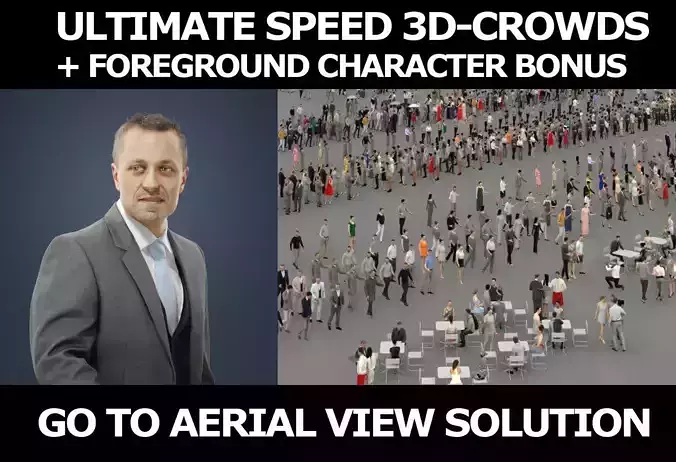 3d Crowds and Fortitude Foreground Elegant Business Man Walking 3D Model Collection