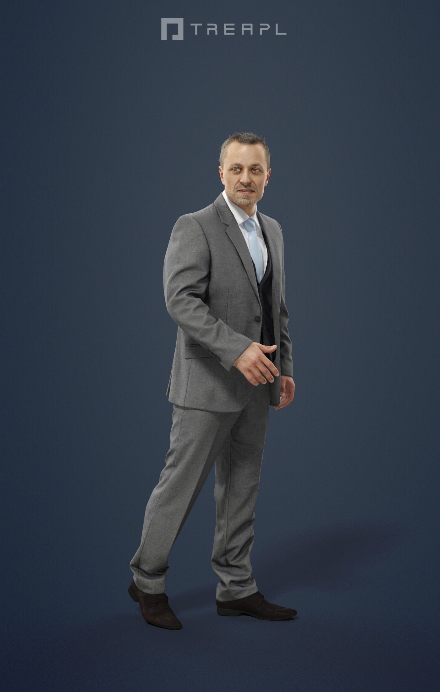 3d Crowds and Fortitude Foreground Elegant Business Man Walking 3D Model Collection_20