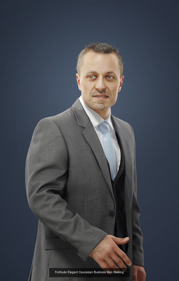 3d Crowds and Fortitude Foreground Elegant Business Man Walking 3D Model Collection_1