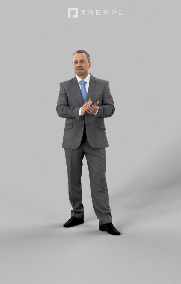 3d Crowds Fortitude A Event Midground Business Man Clapping 3D Model Collection_15