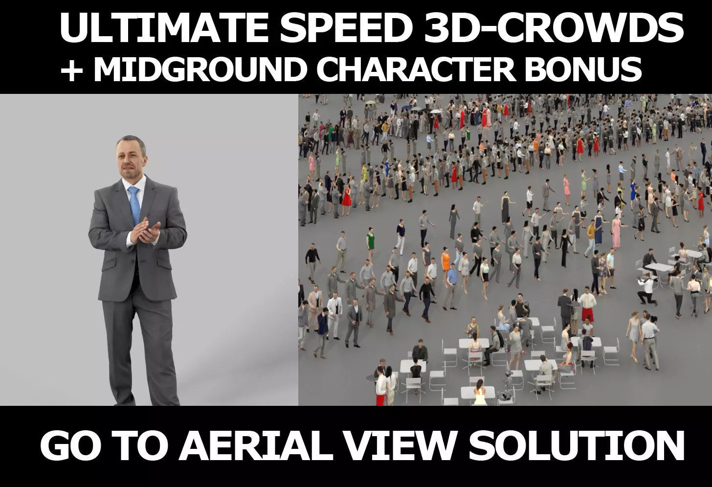 3d Crowds Fortitude A Event Midground Business Man Clapping 3D Model Collection_0
