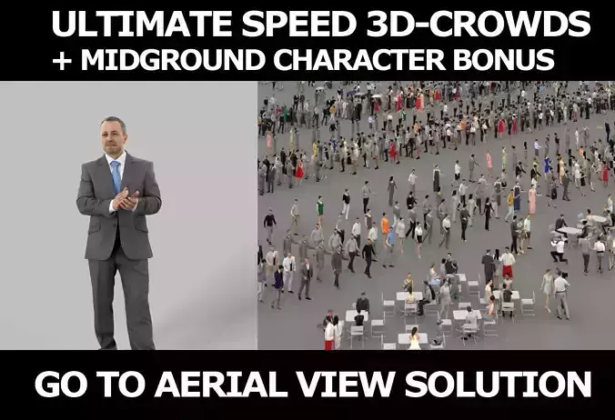 3d Crowds Fortitude A Event Midground Business Man Clapping 3D Model Collection