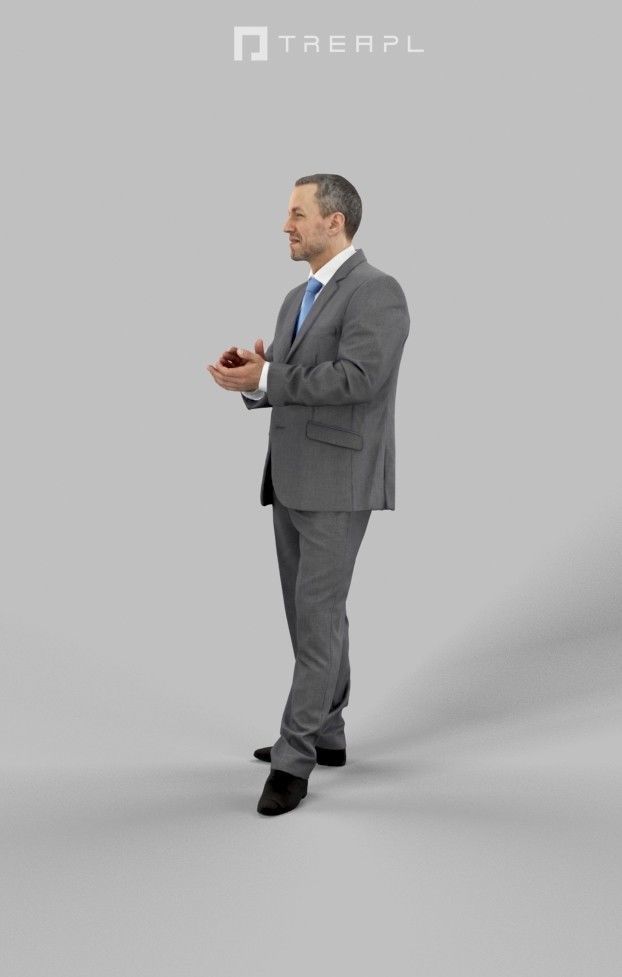 3d Crowds Fortitude A Event Midground Business Man Clapping 3D Model Collection_13