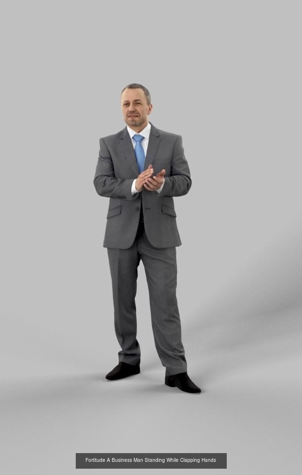 3d Crowds Fortitude A Event Midground Business Man Clapping 3D Model Collection_1