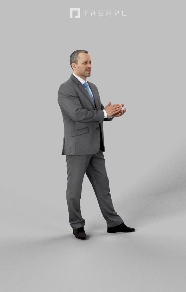 3d Crowds Fortitude A Event Midground Business Man Clapping 3D Model Collection_16