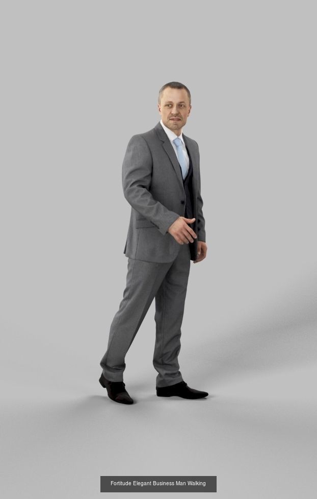 3d crowds Fortitude a midground Elegant Business Man Walking 3D Model Collection_1