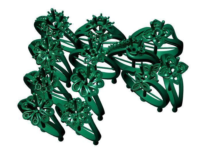 rings rose gold ring set 3D print model_2