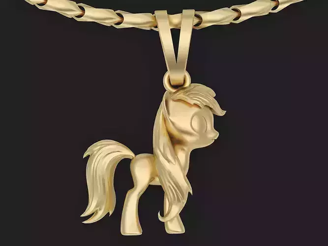 Fantasy baby horse pendant Silver Gold  Print