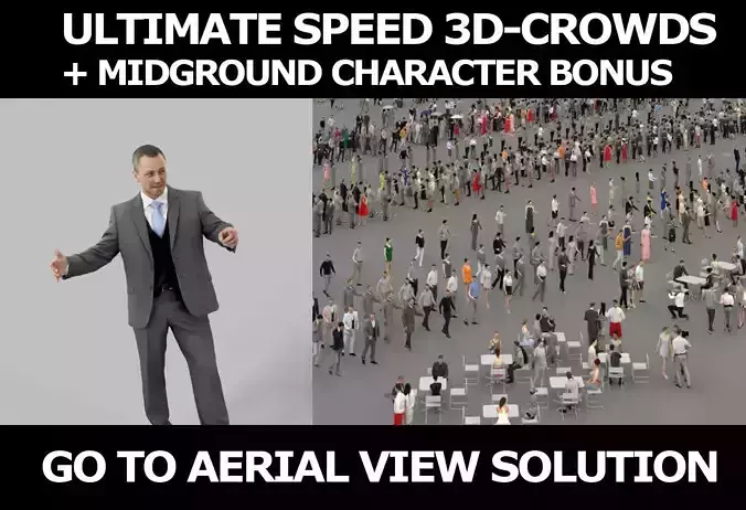 3d crowds Fortitude A Midground Business Man Pointing 3D Model Collection