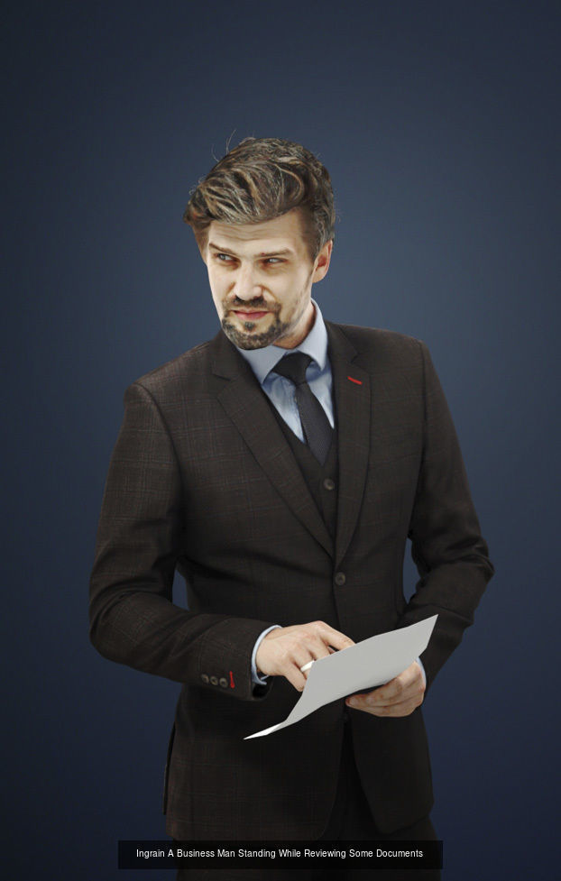 3d crowds Ingrain Viewing Documents A Foreground Business Man  3D Model Collection_1