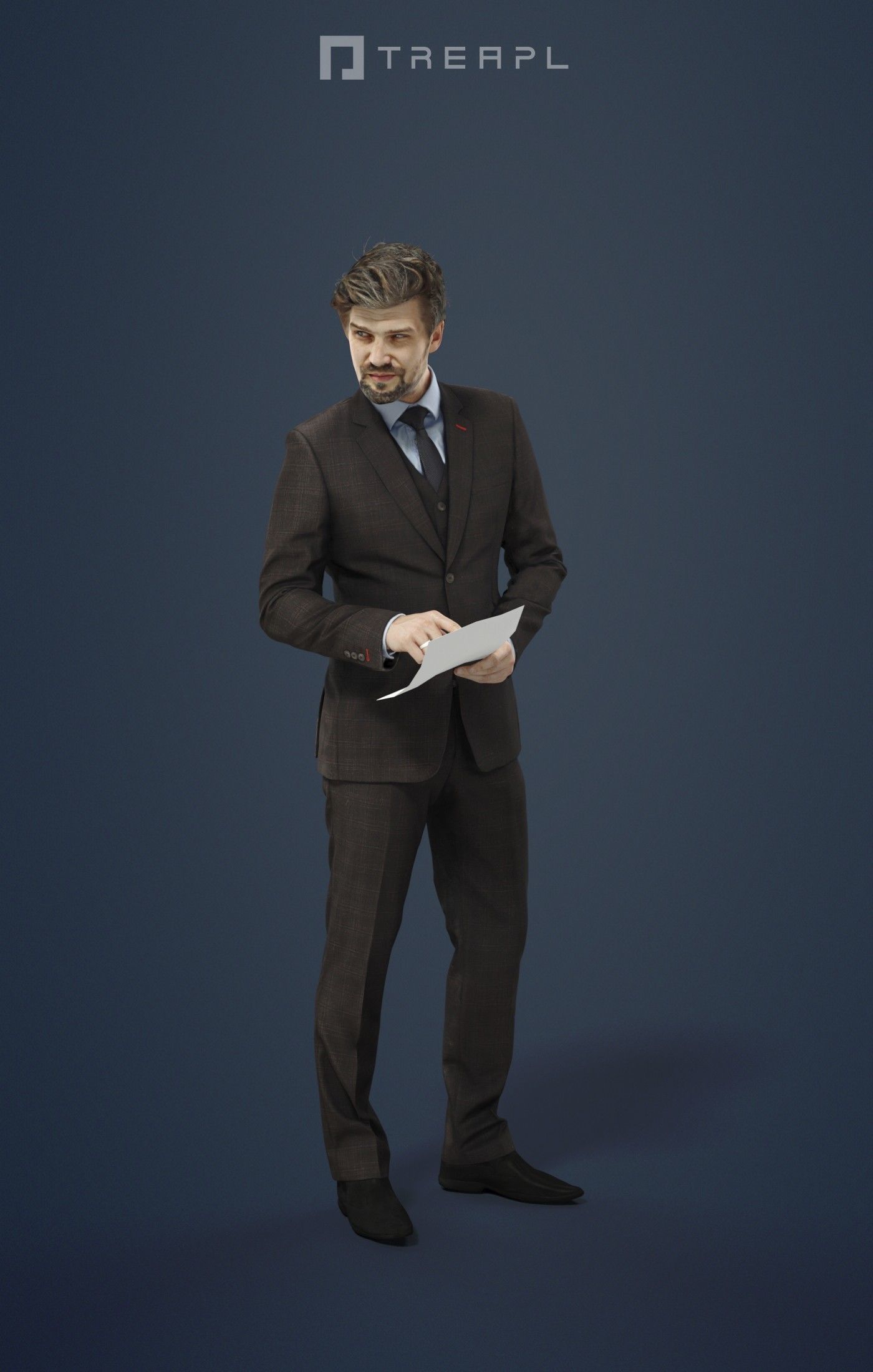 3d crowds Ingrain Viewing Documents A Foreground Business Man  3D Model Collection_20