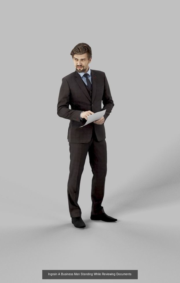 3d crowds Ingrain Viewing Documents A Midground Business Man 3D Model Collection_1
