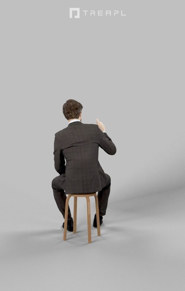 3d crowds Ingrain A Business Man Sitting in a Cafe Ordering 3D Model Collection_13