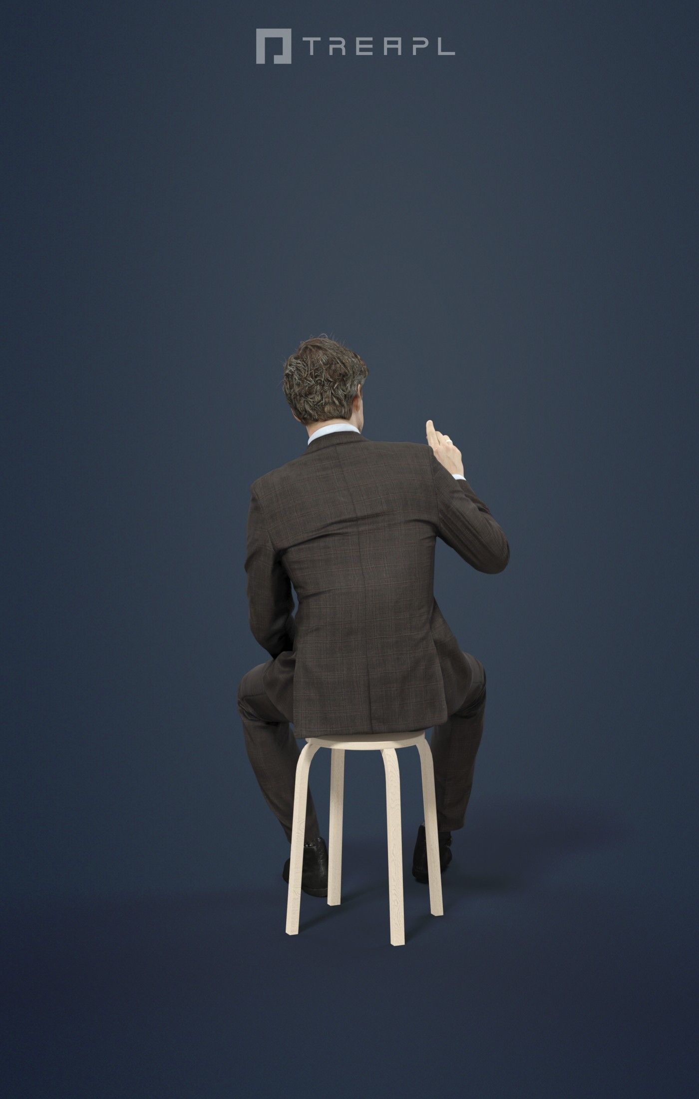 3d crowds Ingrain A Business Man Sitting in a Cafe Ordering 3D Model Collection_20