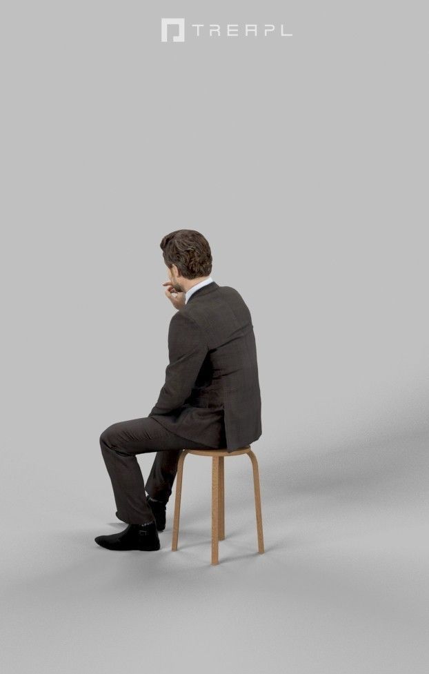 3d crowds Ingrain A Business Man Sitting in a Cafe Ordering 3D Model Collection_15