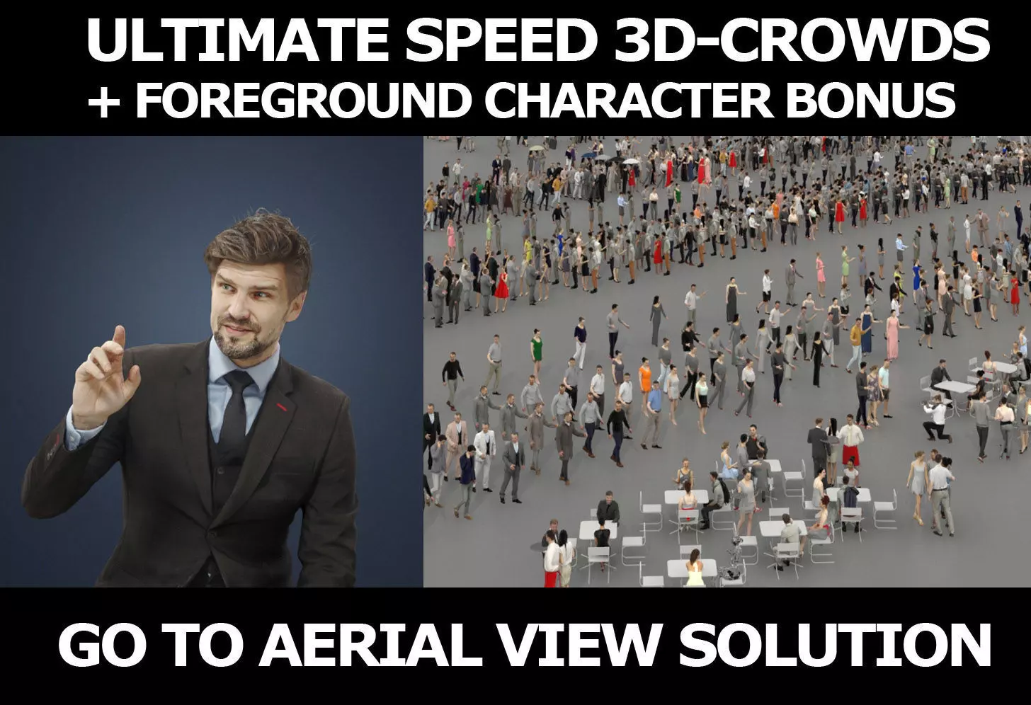 3d crowds Ingrain A Business Man Sitting in a Cafe Ordering 3D Model Collection_0