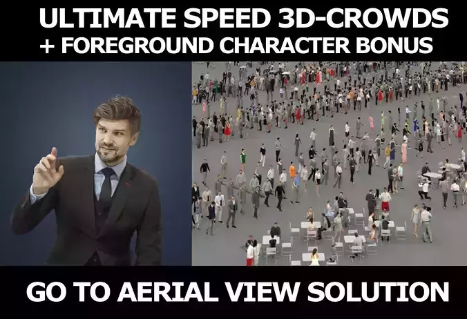 3d crowds Ingrain A Business Man Sitting in a Cafe Ordering 3D Model Collection