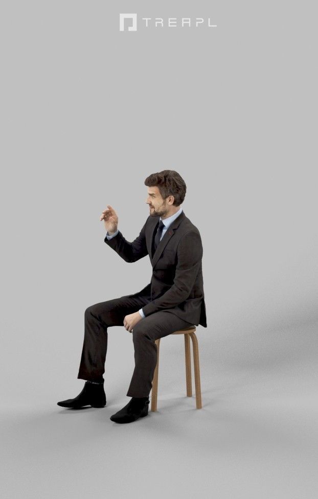 3d crowds Ingrain A Business Man Sitting in a Cafe Ordering 3D Model Collection_16