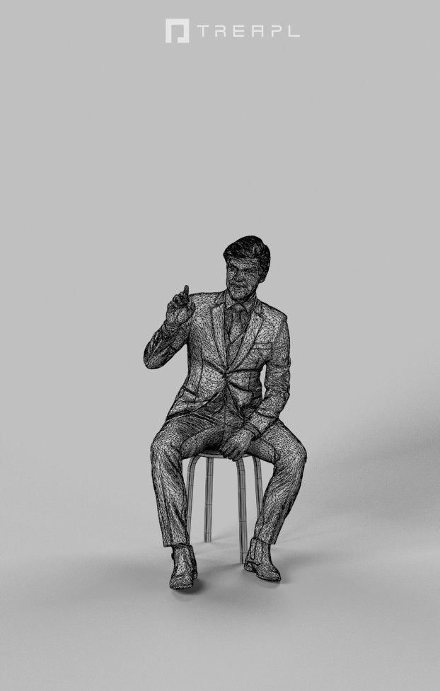 3d crowds Ingrain A Business Man Sitting in a Cafe Ordering 3D Model Collection_18