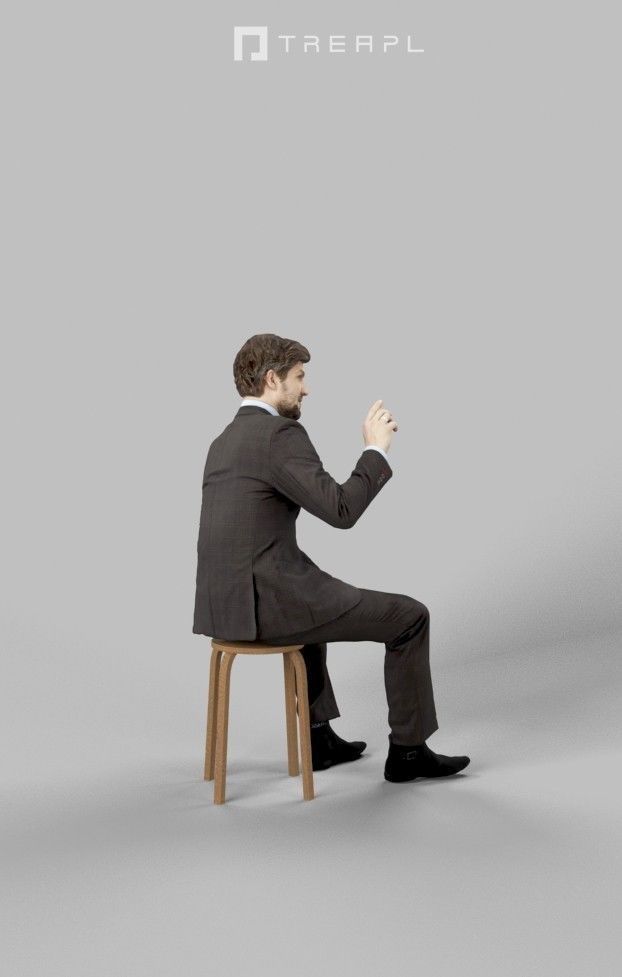 3d crowds Ingrain A Business Man Sitting in a Cafe Ordering 3D Model Collection_14