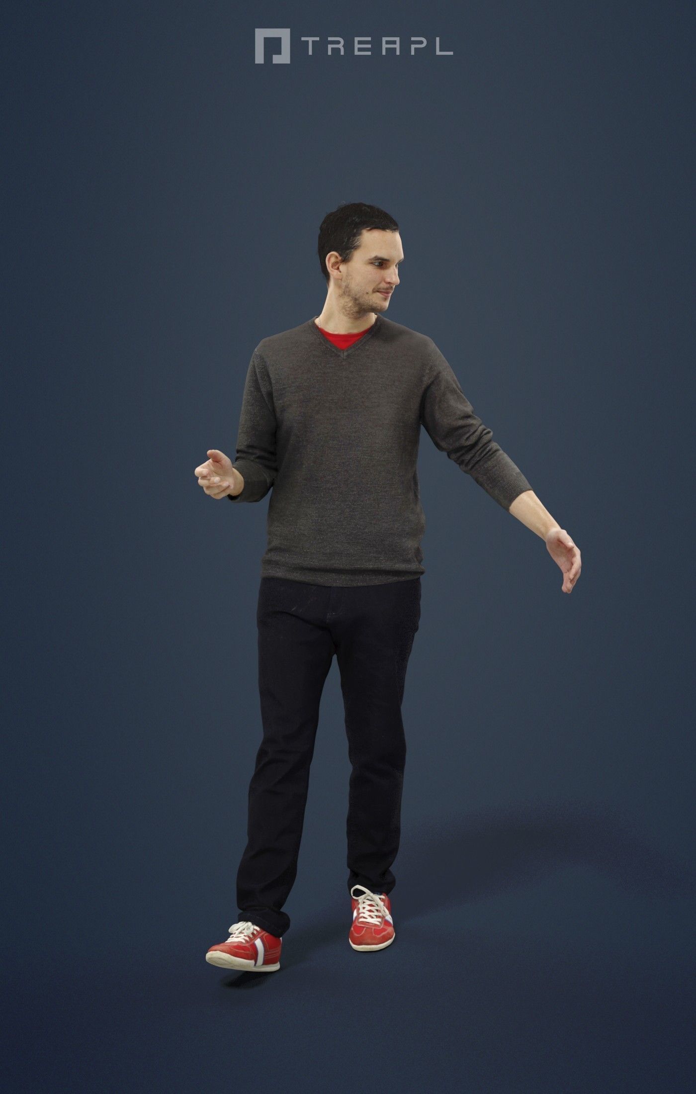 3d crowds and Jest Foreground Casual Man walking Explaining 3D Model Collection_16