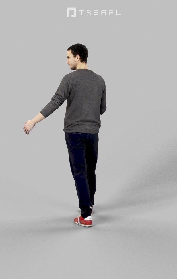 3d crowds and Jest Foreground Casual Man walking Explaining 3D Model Collection_17