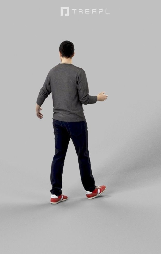 3d crowds and Jest Foreground Casual Man walking Explaining 3D Model Collection_13