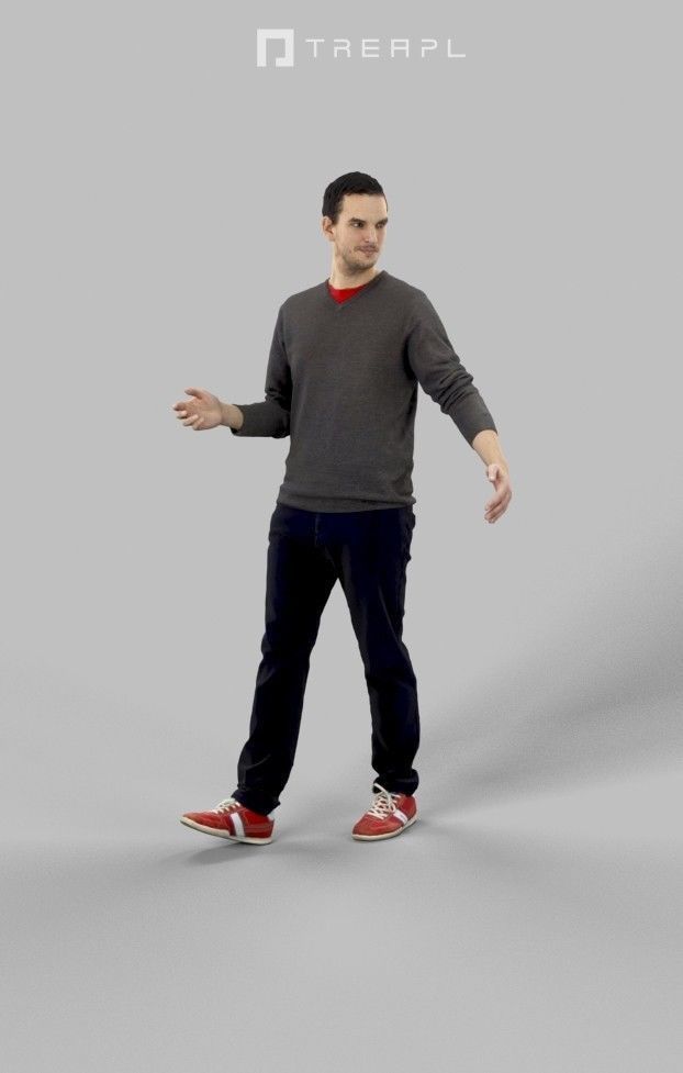 3d crowds and Jest Foreground Casual Man walking Explaining 3D Model Collection_14