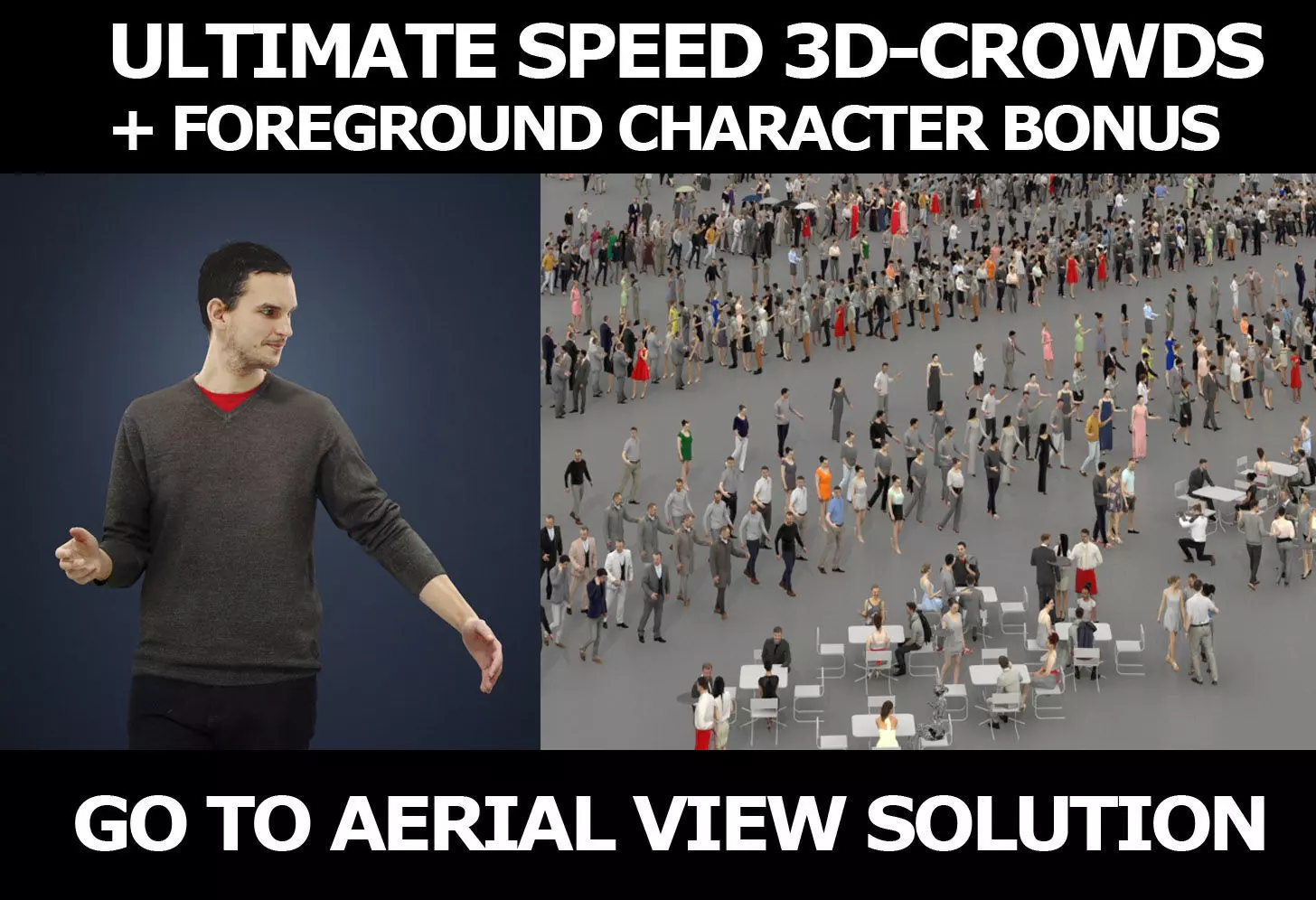 3d crowds and Jest Foreground Casual Man walking Explaining 3D Model Collection_0