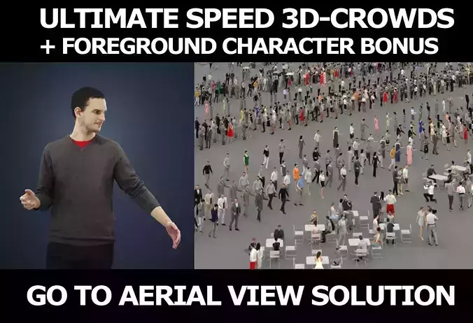 3d crowds and Jest Foreground Casual Man walking Explaining 3D Model Collection